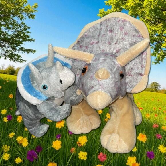 Wild Republic Plush Dinosaur Triceratops Stuffed Animal 16" Nursery Gift Lot x2 - Picture 15 of 15